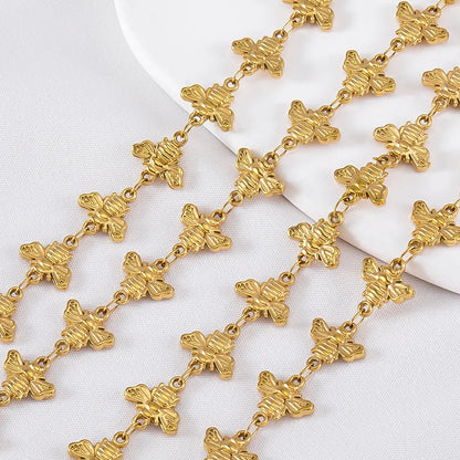 D869 Cute Children Chain Jewelry Bee cat Paw Connectors Chains Tarnish Free 18K PVD Gold Stainless Steel Chain for Making