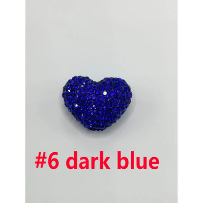 Solid Heart Clay Focal Beads Inlaid Shiny Rhinestones Decorative Loose Beads DIY for Pen Bracelet Craft Zhejiang Wholesale