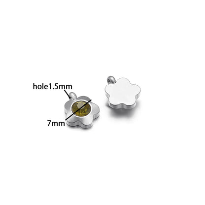 High Quality Stainless Steel 18K Gold Plated 7mm Flower Zircon Charm Pendant for Jewelry Necklace Bracelet Making