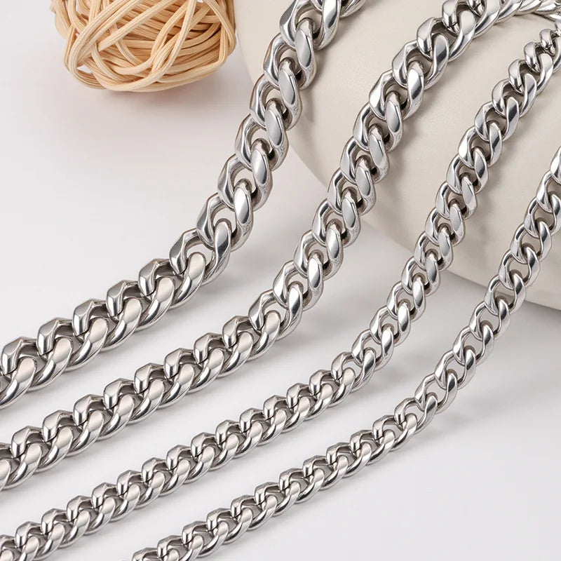 D400 No Tarnish Stainless Steel Jewelry Chain Diy Necklace Bracelet Cuban Thick Chain Hip Hop Accessories