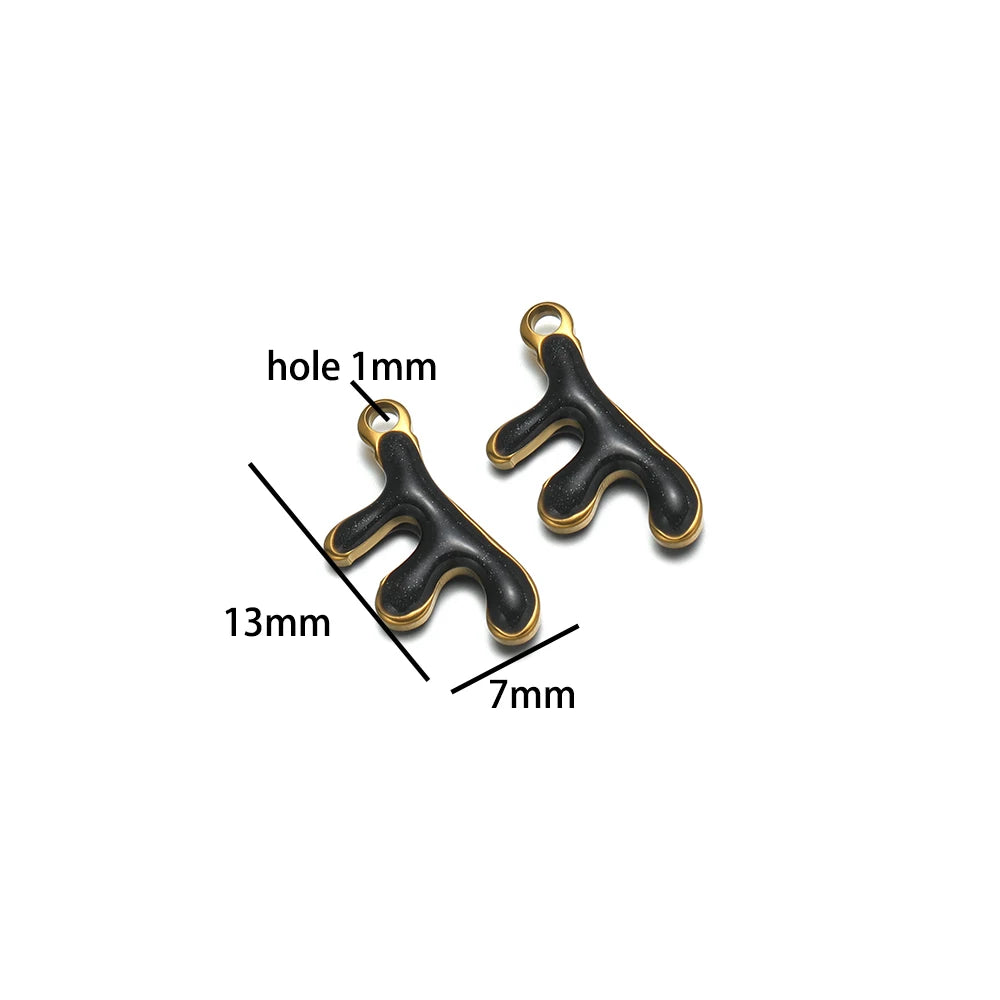 Waterproof 18k Gold Plated Stainless Steel Enamel Coral Charm Pendant for Diy Necklace Jewelry Making Accessories