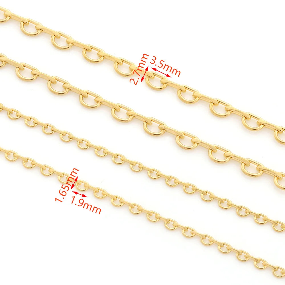 D144 Hot Fashion 18k Gold Plated Chain Necklace Bracelet Jewelry Making Bulk Roll Chain Wholesale