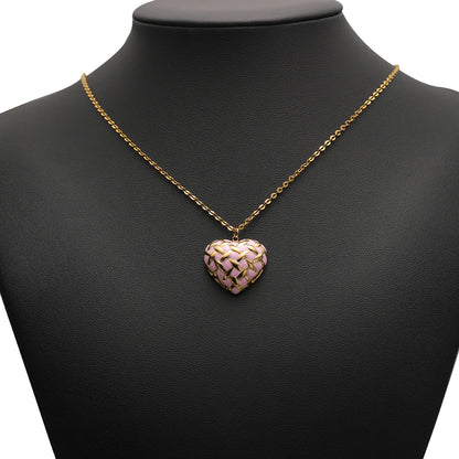 Colorful Enamel Heart Charms with Golden Weave Pattern, Good Luck Lucky Heart Pendant with Rhinestone for DIY Jewelry Making