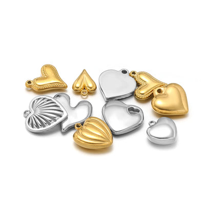 Fashion love Pendant 18k Gold Plated Stainless Steel Heart Shape Charm Pendant for DIY Jewelry Making Accessories