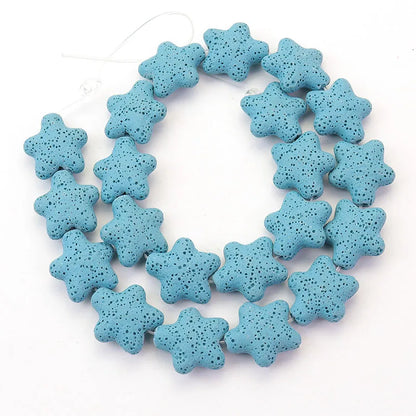 Wholesale Good Quality Many Colors Pink Blue Green Star Shape Volcanic Rock Lava Stone Beads for Jewelry Making 23mm