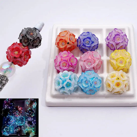 22mm Luminous Glitter Soft Flower Clay Beads for Beadable Pens DIY Jewelry Making