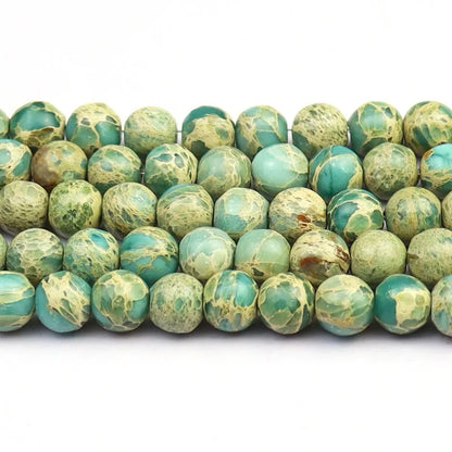 Genuine Round American Aqua Terra Jasper Loose Bead Strand, Irregular Round Stone Beads for Jewelry Making 6mm 8mm 10mm, 38cm