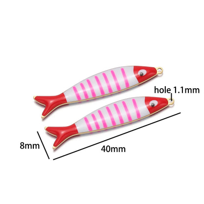 Ocean Style Cute 18k Gold Plated Stainless Steel Rainbow Colorful Enamel Fish Charm Pendant for Jewelry Necklace Making