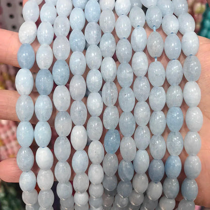 New Natural 8x12mm Rice Dyed Rainbow Colorful Jade Loose Bead, Mutil-color Jade Tourmaline Beads for DIY Women Jewelry Making
