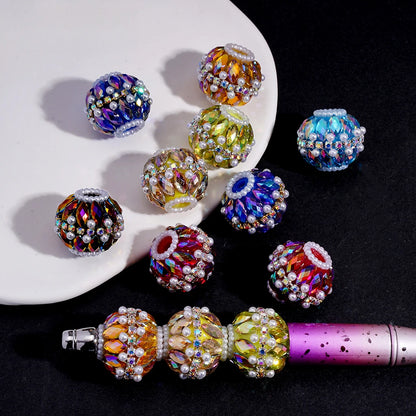 20MM Plastic Beads Double Layer Rhinestone Chains for DIY Beaded Pen Jewelry