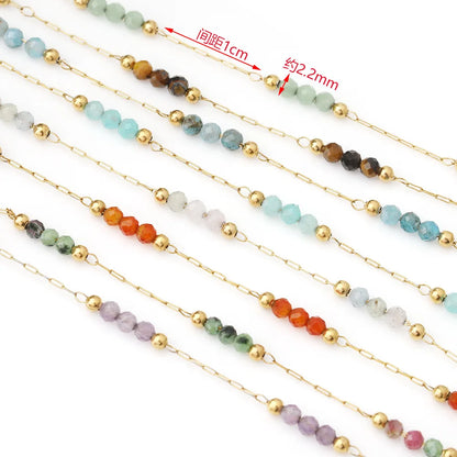 E250 Summer Beach Stainless Steel Jewelry Waterproof Crystal Beads Chains Colored Natural Stone Chains Diy