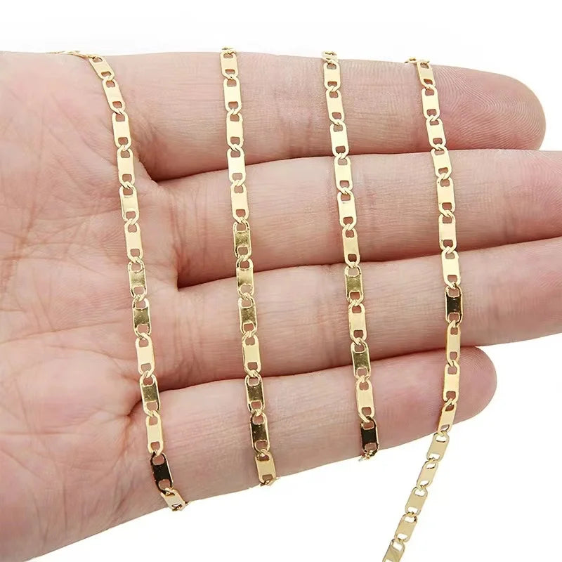 A1090 Fashion 2.7mm Stainless Steel Chain 18k Gold Non Tarnish Necklace Bracelet Jewelry Bulk Chain for Diy Wholesale