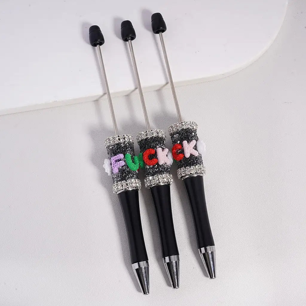 Sugar Ballpoint Pen Humor Text Black White Rose Rhinestone Chain Funny Office Gift