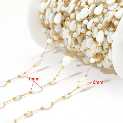 E559 Fashion Stainless Steel Cross Leaf Clip Bead Chain Geometric Stone Necklace Women's Jewelry Accessories Chain