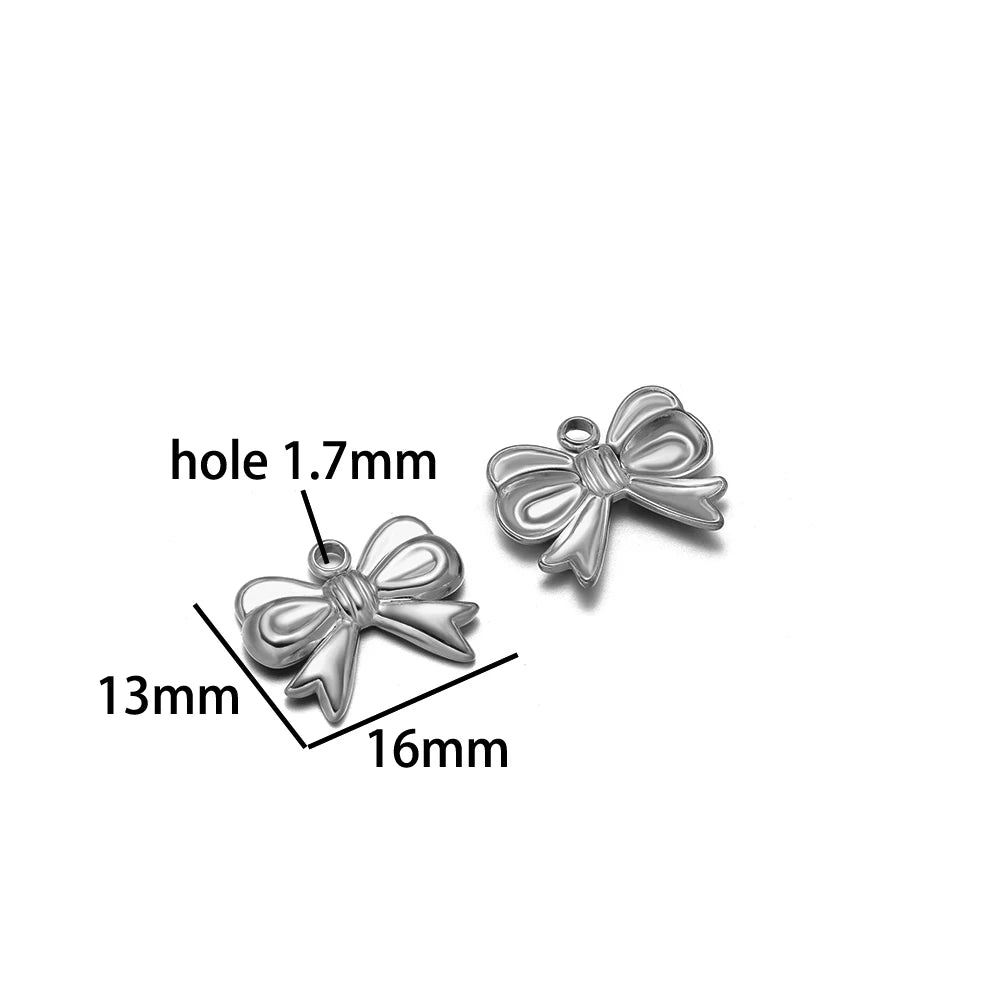 New Handmade DIY Jewelry Accessories 18k Gold Plated Stainless Steel Pearl Bowknot Charm Pendant for Women Jewelry Making