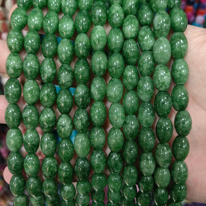 New Natural 8x12mm Rice Dyed Rainbow Colorful Jade Loose Bead, Mutil-color Jade Tourmaline Beads for DIY Women Jewelry Making