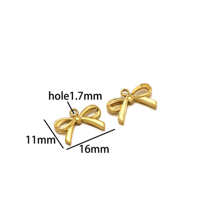 New Handmade DIY Jewelry Accessories 18k Gold Plated Stainless Steel Pearl Bowknot Charm Pendant for Women Jewelry Making