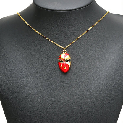 Colorful Gold Plated Peking Opera Mask Charms - Single Sided Enamel Drama Face Pendants for DIY Jewelry Making