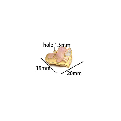 Nice Design Stainless Steel 18k Gold Plated Enamel Zircon Heart Charms Pendant for Jewelry Necklace Making Accessories