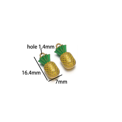 Fruit Series Charm Stainless Steel 18k Gold Plated Oil Drop Strawberries Pineapples Pumpkins Pendant for Jewelry Necklace Making