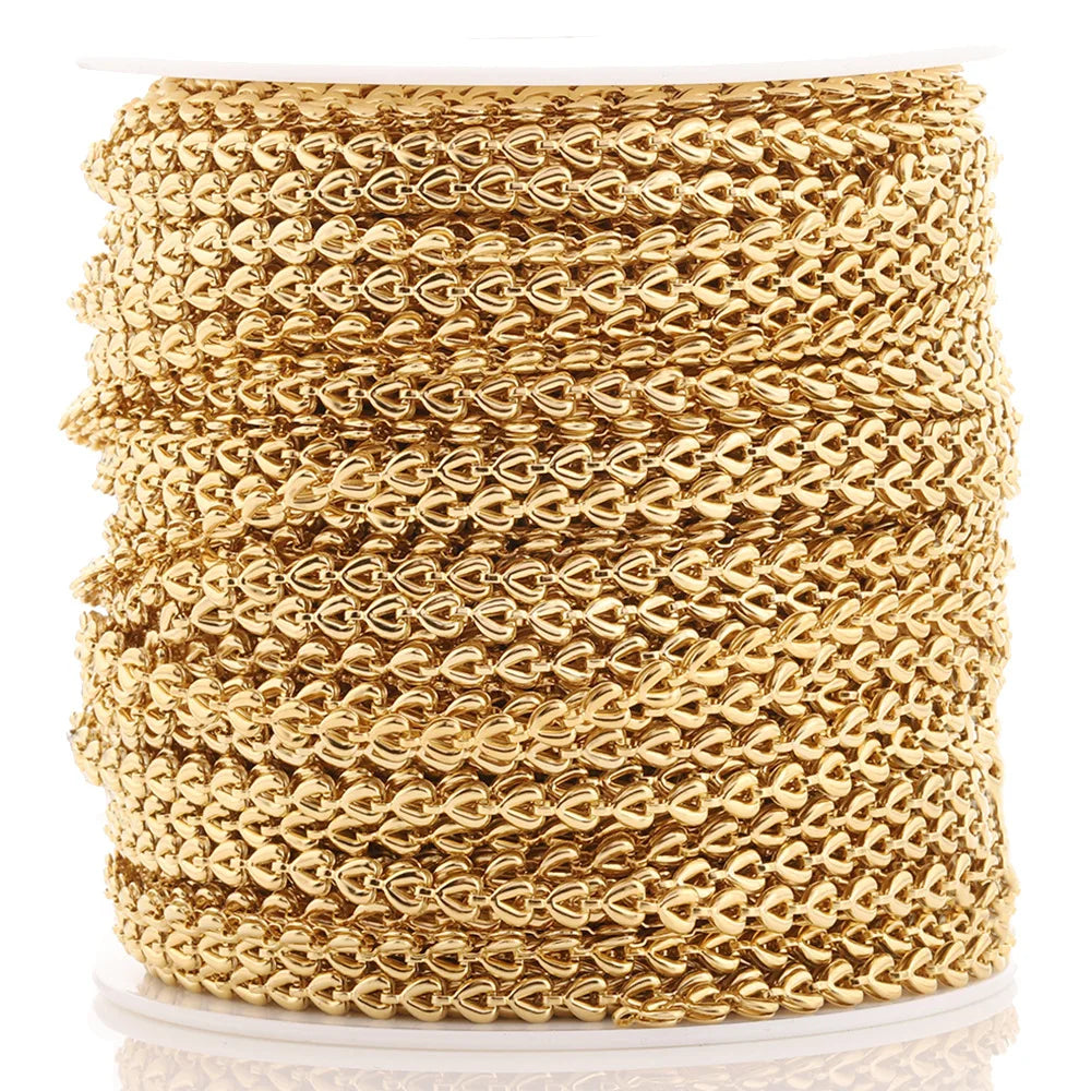 A3039 Hot Fashion Heart Chain 18k Gold Plated Stainless Steel Necklace Bracelet Making Jewelry Diy Findings