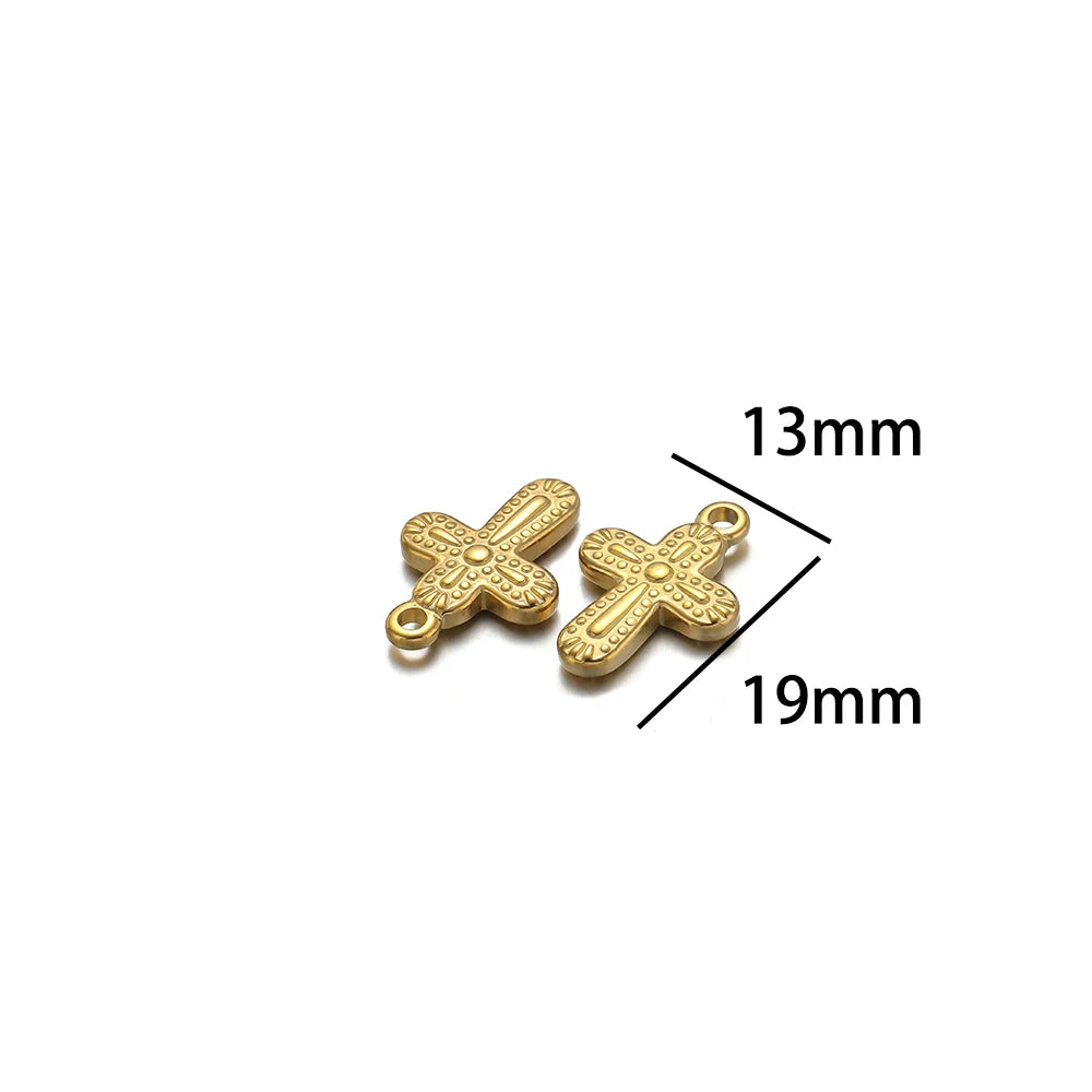 New Arrival Stainless Steel 18k PVD Gold Plated Cross Charm Pendant for Women Jewelry Necklace Making