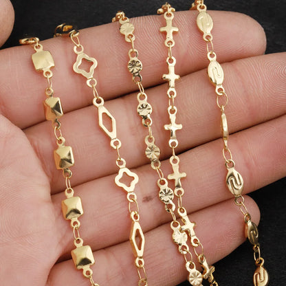 D514 Amazing Hot Stainless Steel Chain Necklace Bracelet Making Clover Flower Cross Block Chain for Diy Jewelry