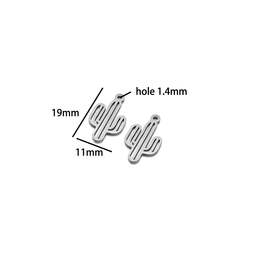 DIY Pendants Stainless Steel 18k Gold Plated Hollow Cactus Butterfly Star Sun Eyes Charm Pendants for Jewelry Necklace Making