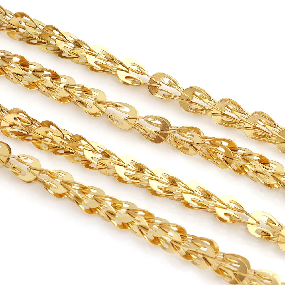 D987 New Stainless Steel 18K Gold Plated Fan-Shaped Cross-Cutout Phoenix-Tail Mesh Chain for Jewelry Necklace Anklet Body Chain