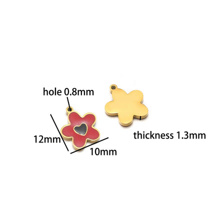 TIK TOK Hotsale 18k Gold Plated Stainless Steel Enamel Flower Fish Bowknot Heart Dragonfly Charm Pendant for DIY Jewelry Making