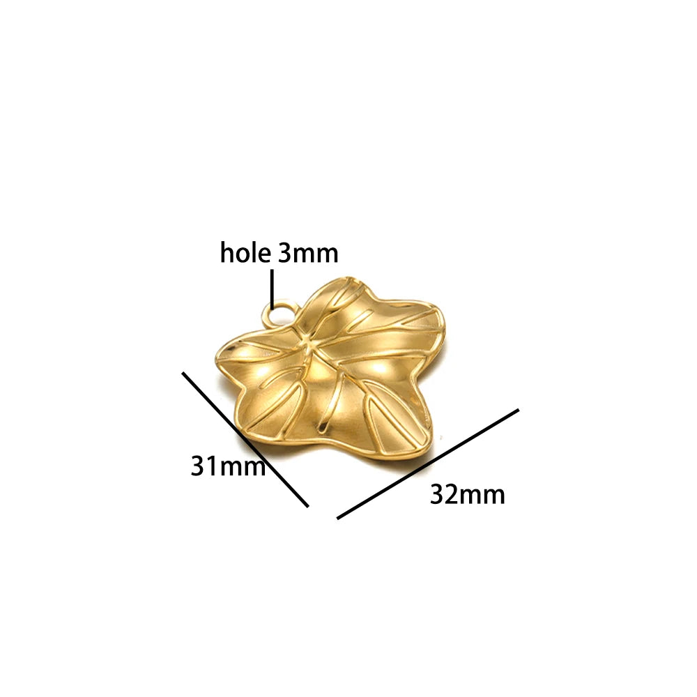 Vintage Stainless Steel18k Gold Plated Heart Flower Leaves Charms Pendant for DIY Jewelry Necklace Earring Making