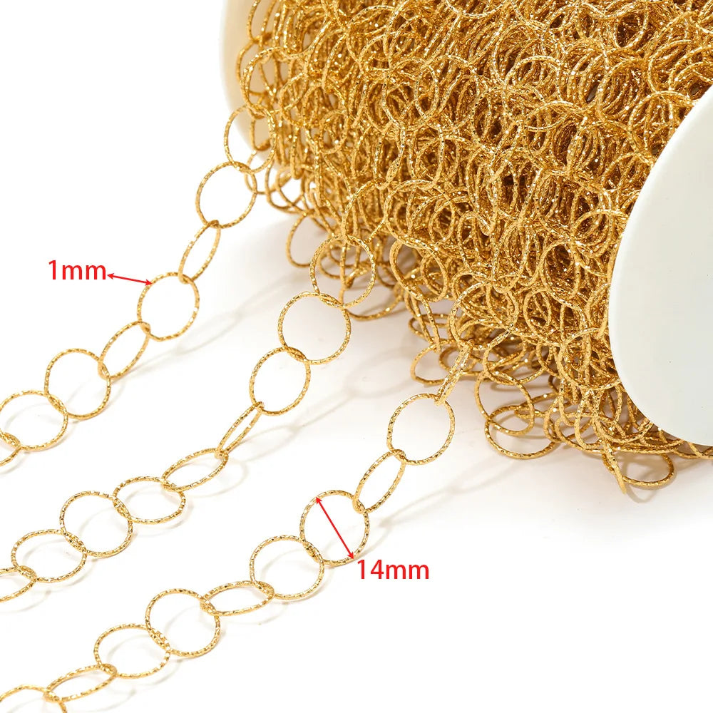 D168 Non Tarnish Stainless Steel Gold Circle Chain Link Roller Necklace Bracelet DIY Chains Jewelry for Men Women