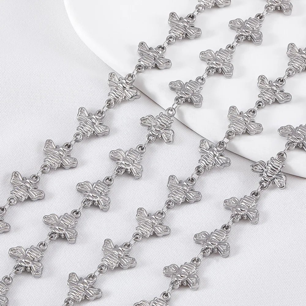 D869 Cute Children Chain Jewelry Bee cat Paw Connectors Chains Tarnish Free 18K PVD Gold Stainless Steel Chain for Making