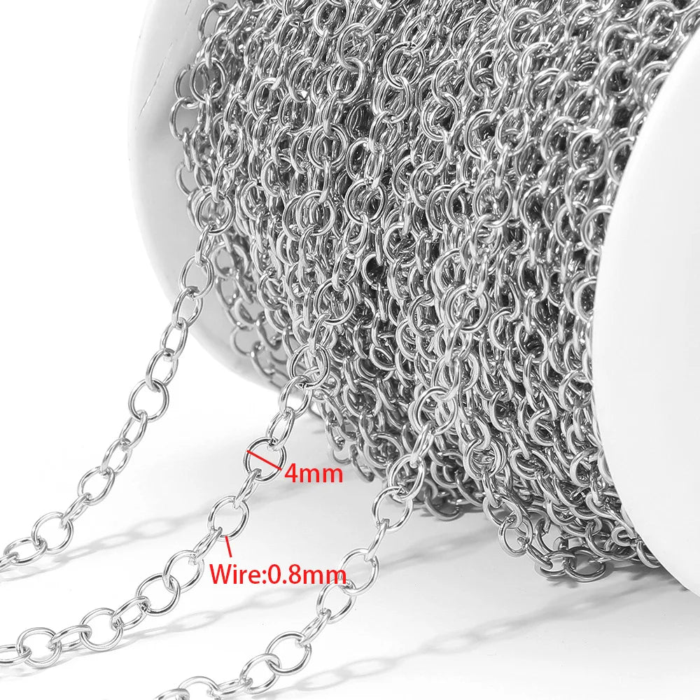E612  Fashion Stainless Steel Roller Chain Cross Chain Extended O Chain for Jewelry Making