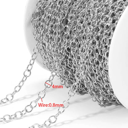 E612  Fashion Stainless Steel Roller Chain Cross Chain Extended O Chain for Jewelry Making