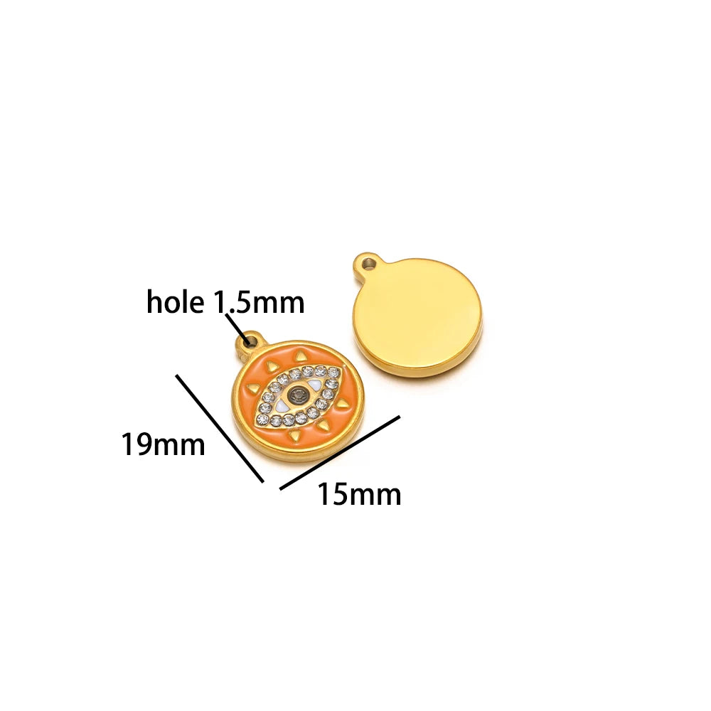 Design Dainty Enamel Eye Stainless Steel 18K Gold Plated Zircon Eyes Charm Pendant for Jewelry Earring Necklace Making
