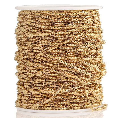 D326 Non Tarnish Vacuum Plated Stainless Steel Chain 18k Gold Silver Plated Bead Roll Bulk Chain for Necklace Bracelet Diy
