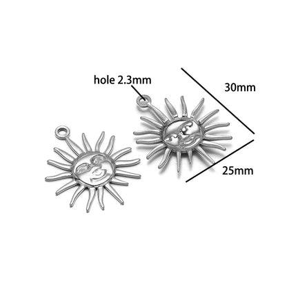 Vintage  DIY Charm 18k Gold Plated Stainless Steel Sun Starfish Flower Charm Pendant for Handmade Necklace Jewelry Making