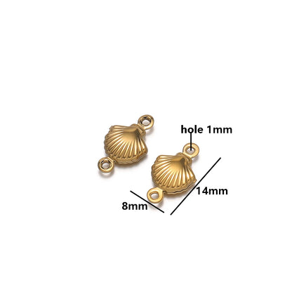 20pcs/bag Stainless Steel 18k Gold Plated Hollow Starfish Lobster Fish Shell Charms Pendant for DIY Jewelry Necklace Making