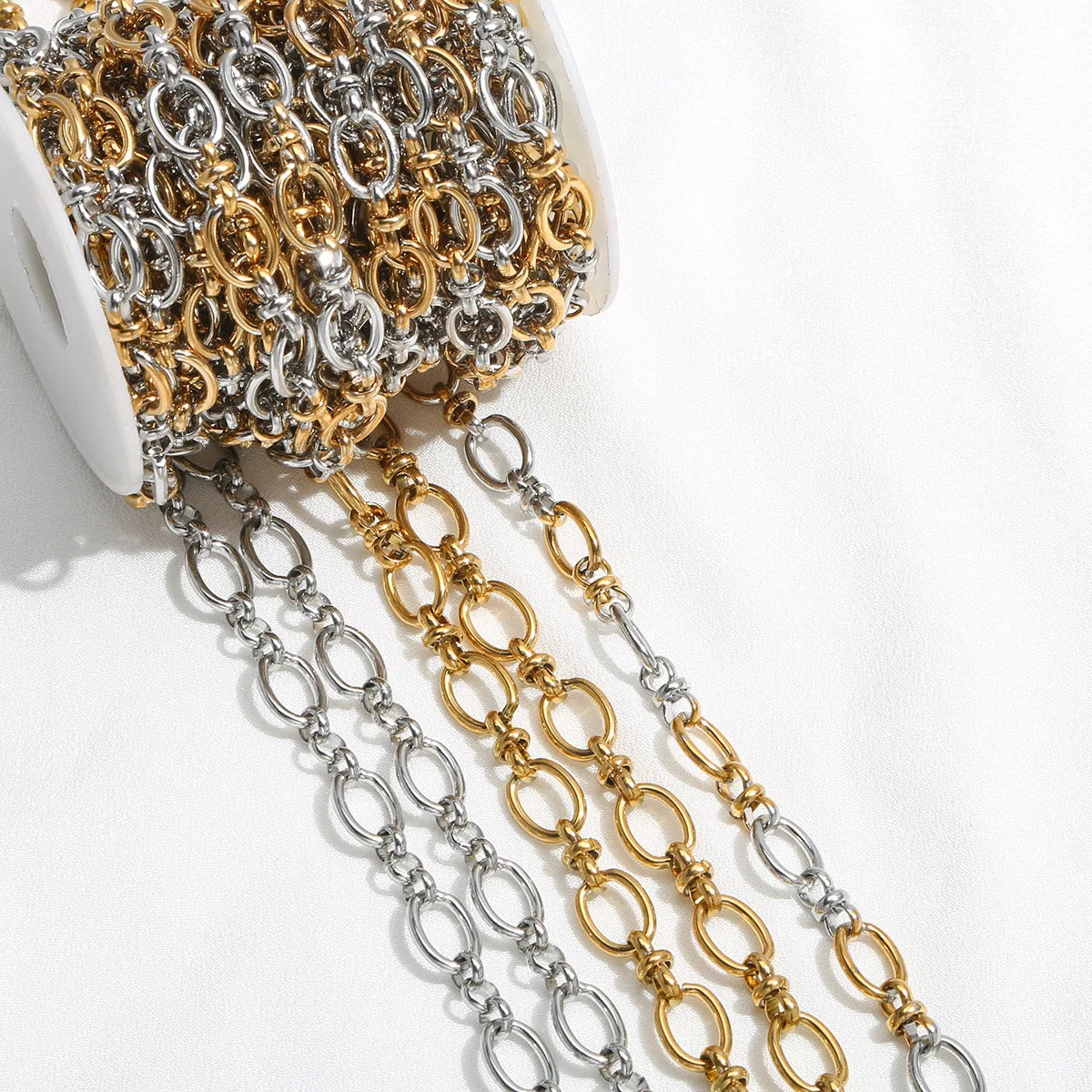 D376 High Quality Stainless Steel Chain Bulk Roll Link Chain Gold Silver Mix Plated Chain for Necklace Bracelet Diy
