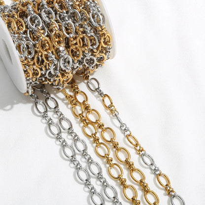 D376 High Quality Stainless Steel Chain Bulk Roll Link Chain Gold Silver Mix Plated Chain for Necklace Bracelet Diy