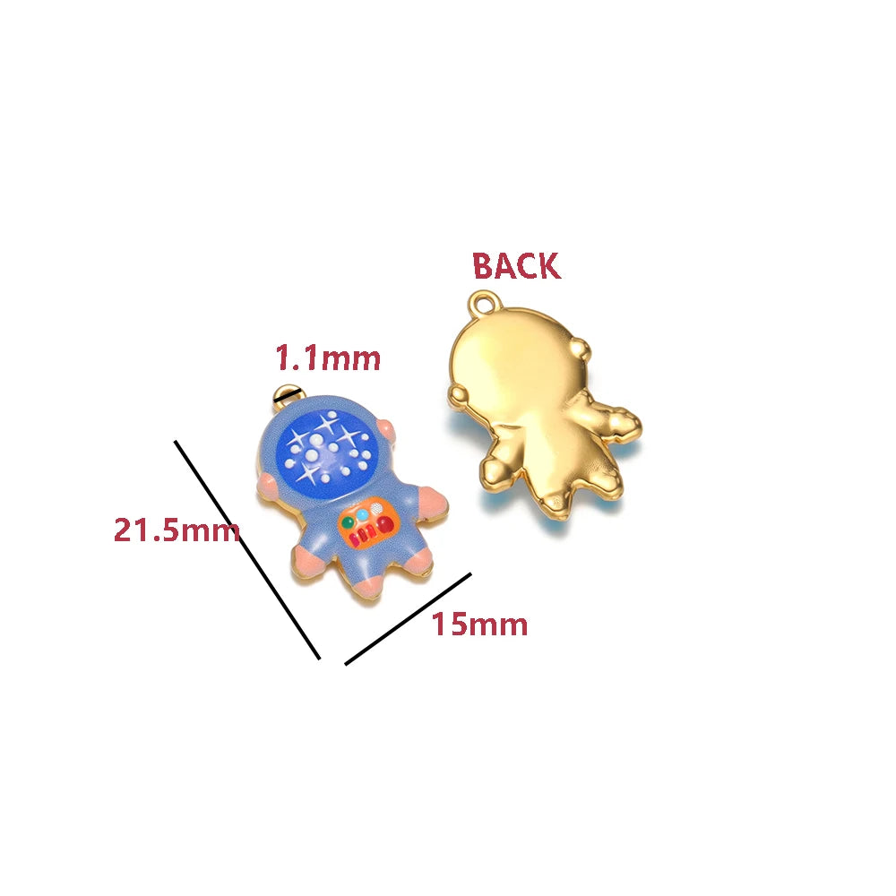 Enamel Penguin Shape 18K Gold Plated Stainless Steel Double Hole Charms for DIY Necklace Earring Making