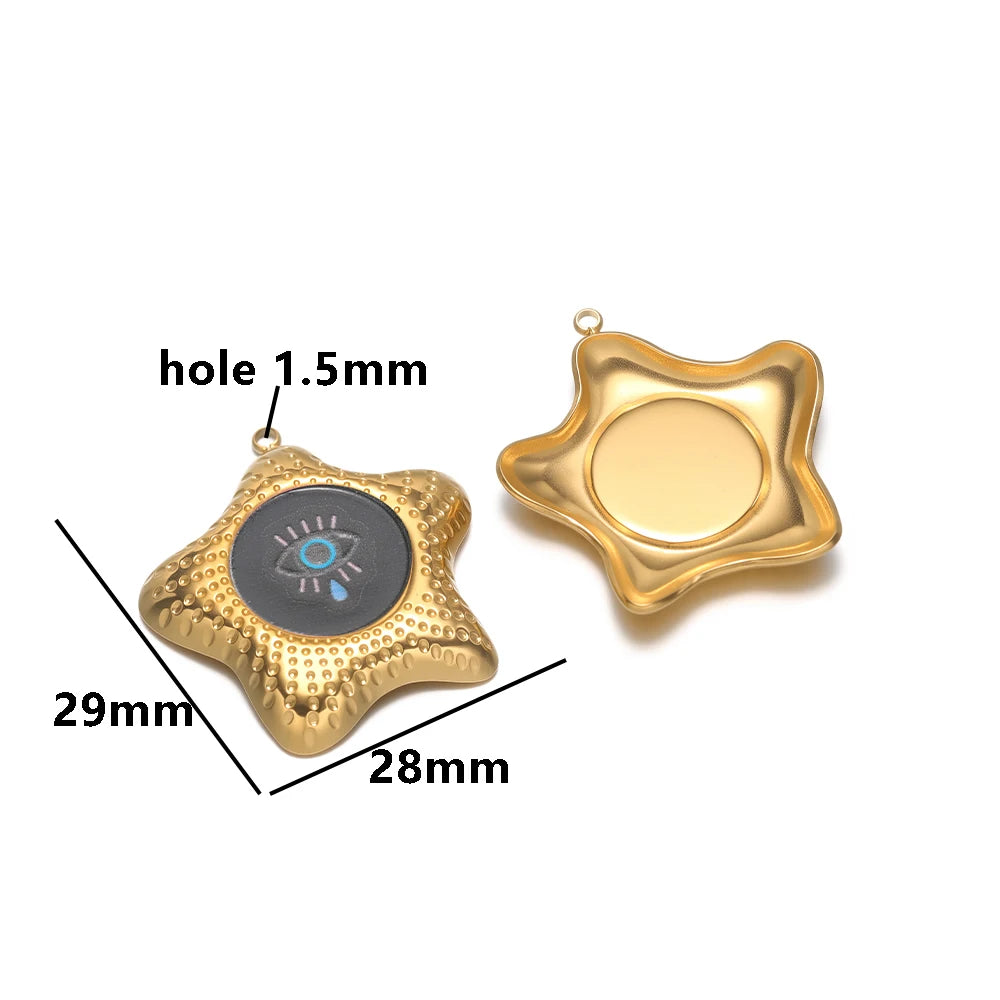 New Arrival Eye Charm 18k Gold Plated Stainless Steel  Enamel Star Pendant for DIY Handmade Necklace Earrings Jewelry Making
