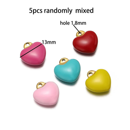 Colorful Heart Shaped Pendant Stainless Steel 18k Gold Plated Enamel Charms Pendant for Women Jewelry Necklace Making