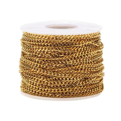 A1551 Fashion New 3mm 6mm Faceted Chain 18k Gold Stainless Steel Chain Bulk Jewelry Bracelet Necklace Making