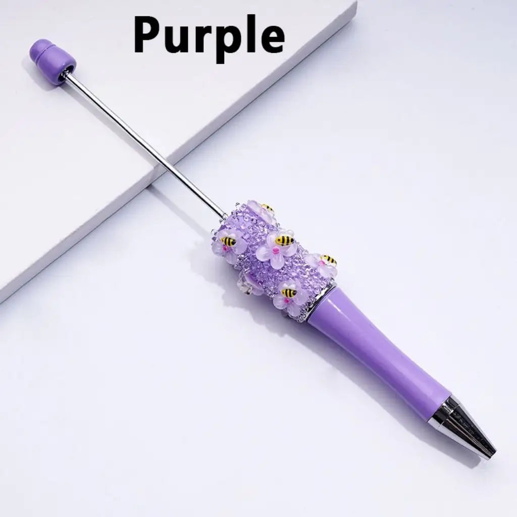 Cute Bee Flower Ballpoint Pen with Clear Sugars Design Plastic Material Portable for Gift Party Favors