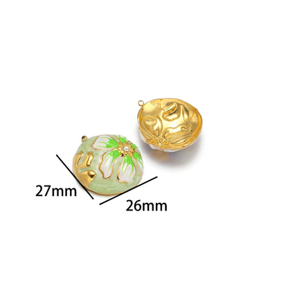 Luxurious Stainless Steel 18K Gold Plated Dragonfly Pattern Maple Leaf Oil Drop Zircon Charm Pendant for Jewelry Necklace Making