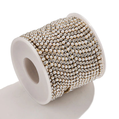 A1836 Colorful Pearl Crystal Pearl Beads Chain Stainless Steel Rosary Micro Pave Necklace Bracelet Jewelry Chain