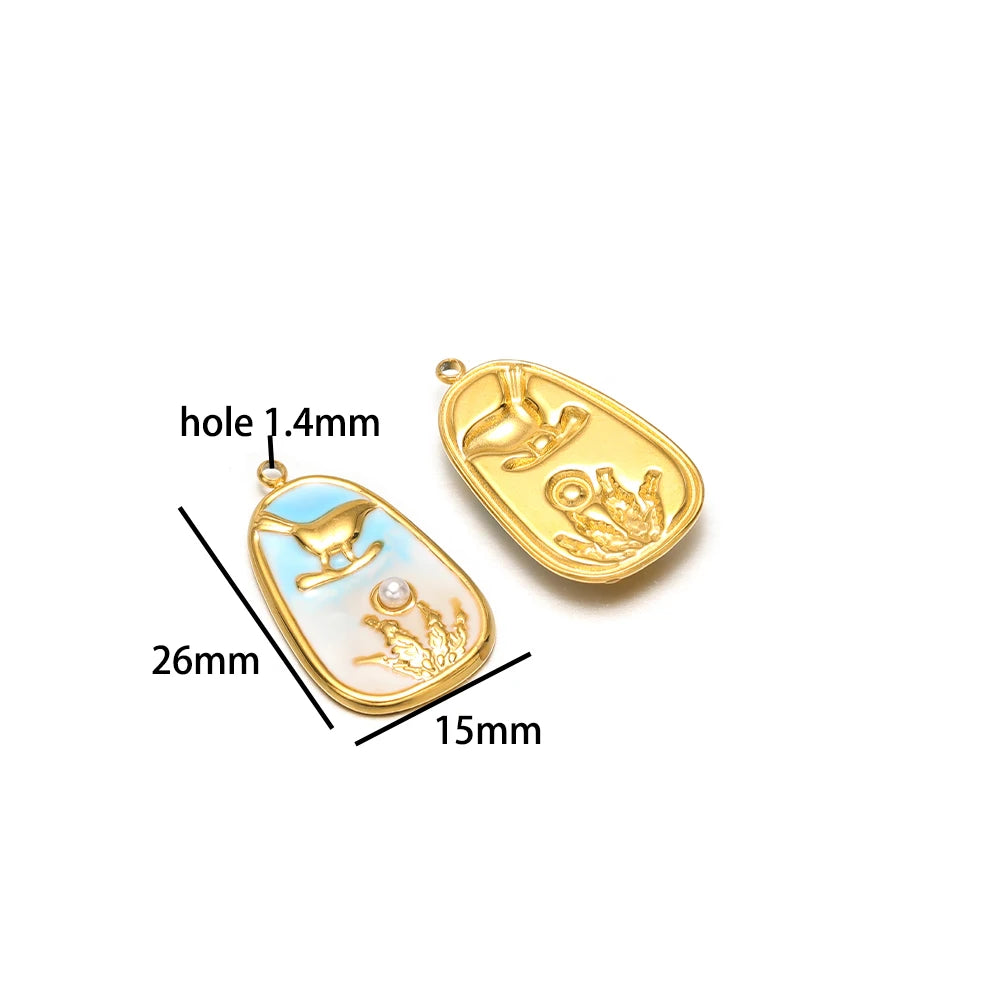 Stainless Steel 18k Gold Plated Enamel Heart Starfish butterfly Shell Zircon Charm Pendant for Jewelry Necklace Making