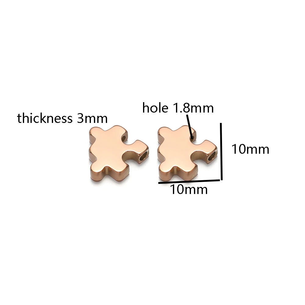 18k Gold Plated Stainless Steel Creative Puzzle Beads Charm Pendant for DIY Necklace Jewelry Making Accessories